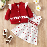 Baby Girl Valentine's Day Hatless Set Love Print 2 Pcs Sets