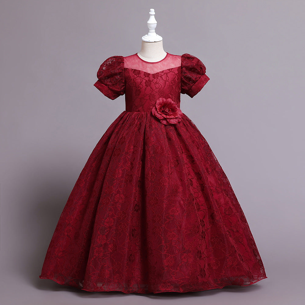 Kid Girl Princess Gauze Evening Lace Flower Pompous Dresses