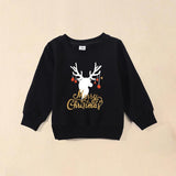 Family Matching Fashion Casual Christmas Elk Letter Printing Shirts