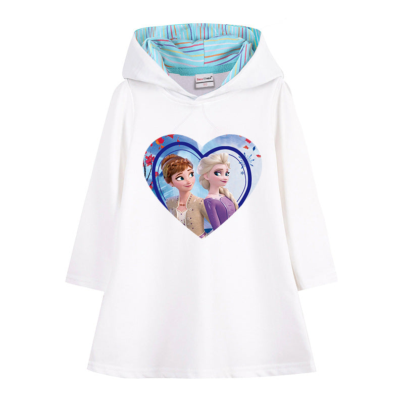 Kid Baby Girl Knitted Hooded Ice Princess Spring Autumn Dress