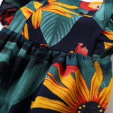 Family Matching Mother Child Jumpsuit Blue Printed Summer Dresses