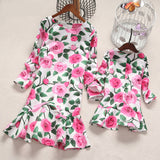 Family Matching Flower Mother and Daughter Dresses