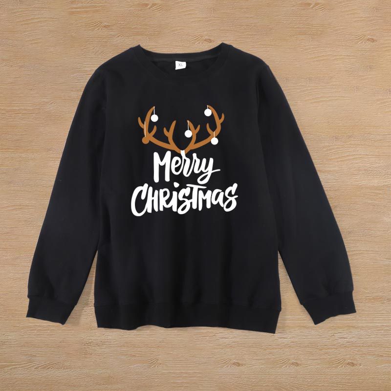 Family Matching Autumn Christmas Elk Print Warm Hoodie