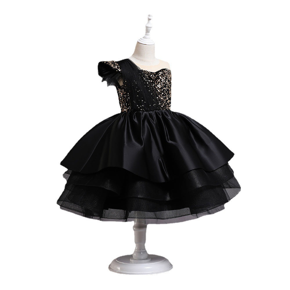 Kid Baby Girl Birthday Princess Catwalk Tutu Sequined Piano Dresses