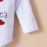 Little Baby Girl Valentine's Day Letter Long Sleeve 3 Pcs Sets