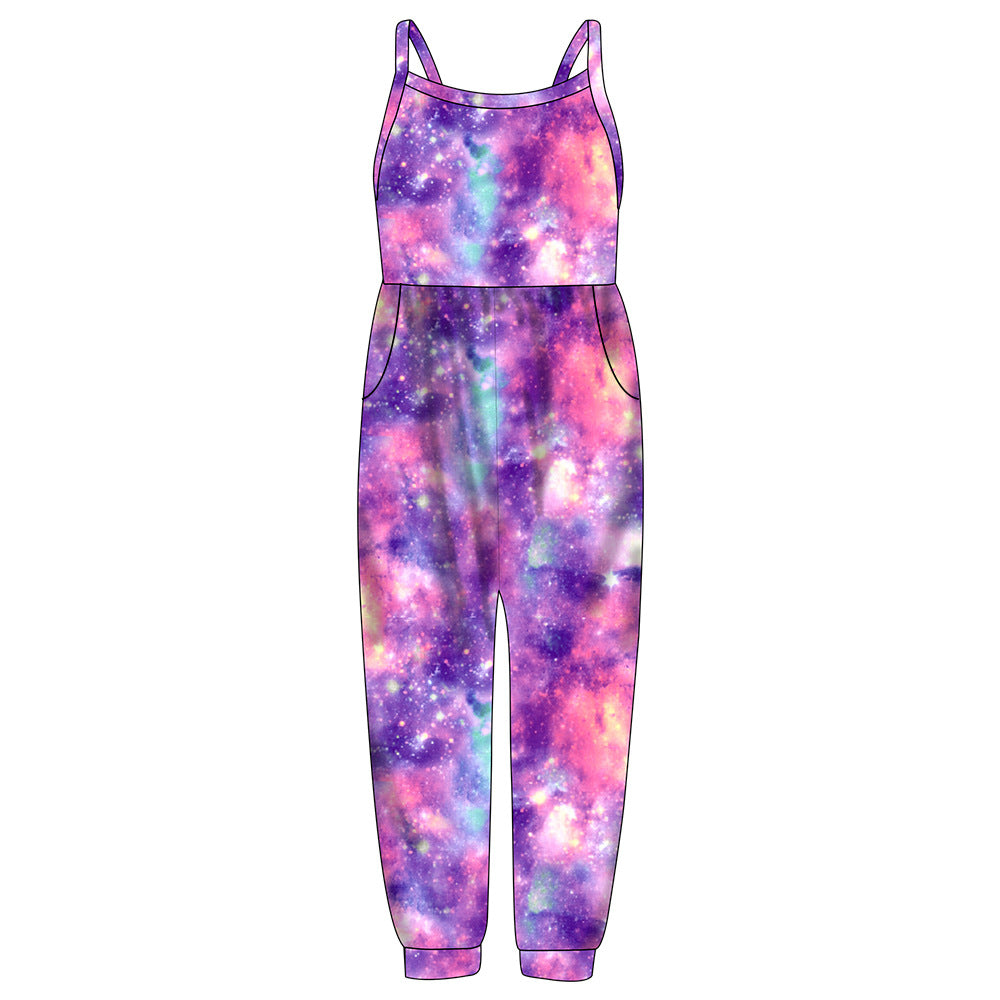 Kid Baby Girl Jumpsuit Long Suspenders Loose Pants