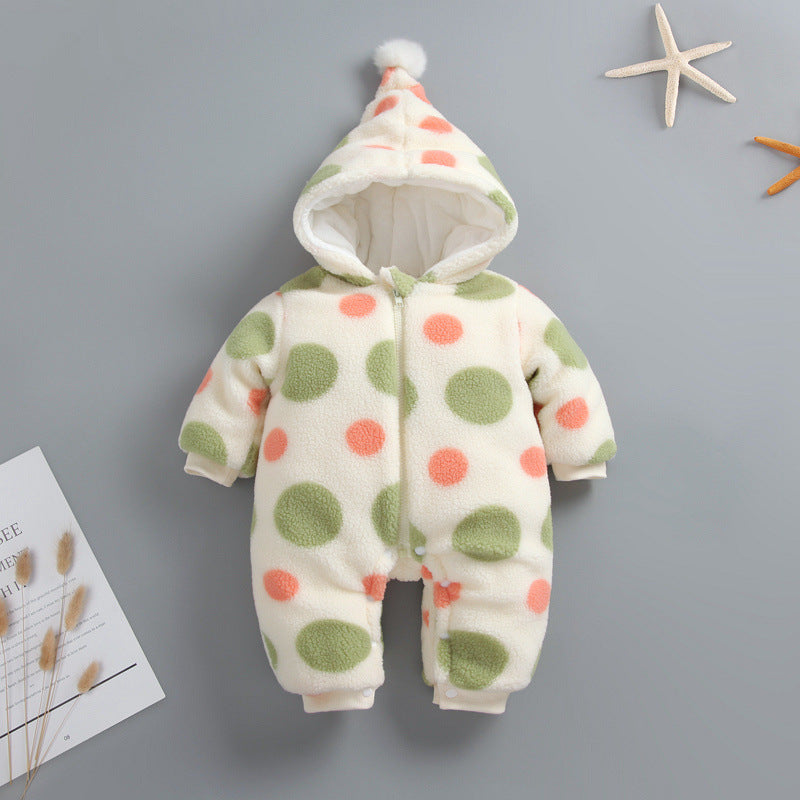 Baby Boy Girl Clamped Cotton Onesie Plus Velvet Thickened Rompers