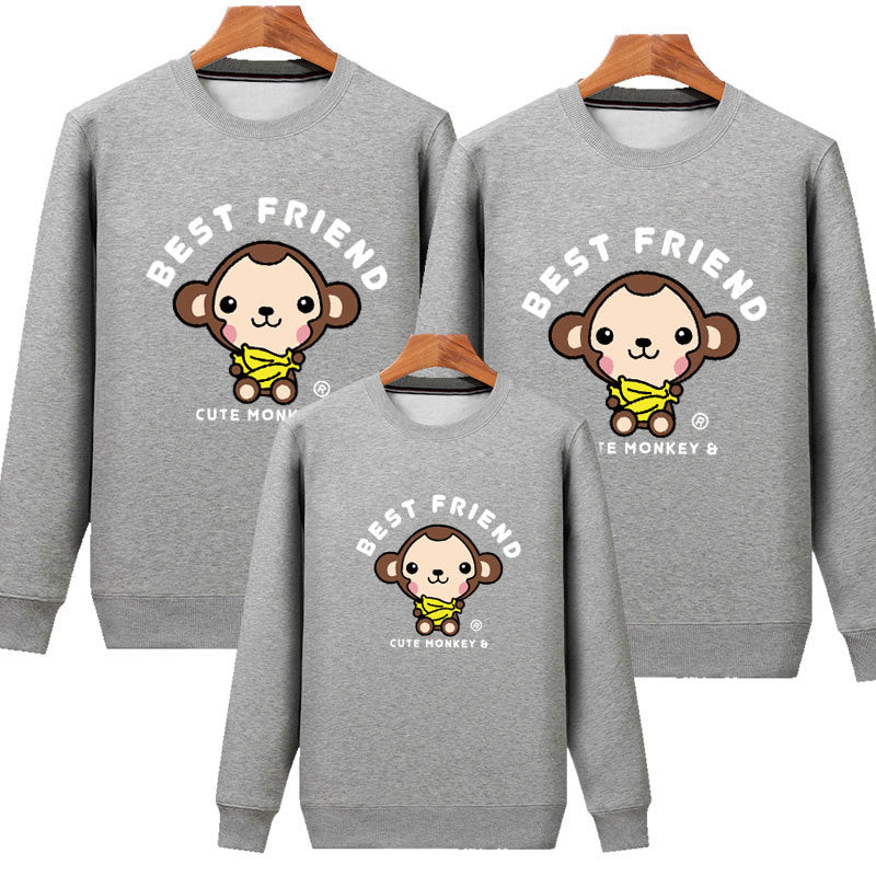 Family Matching Cartoon Monkey Fashion Trend Autumn Hoodie