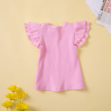 Kid Baby Girl Casual Suit Sweet Fly Sleeve Suspender Shorts 2 Pcs Sets