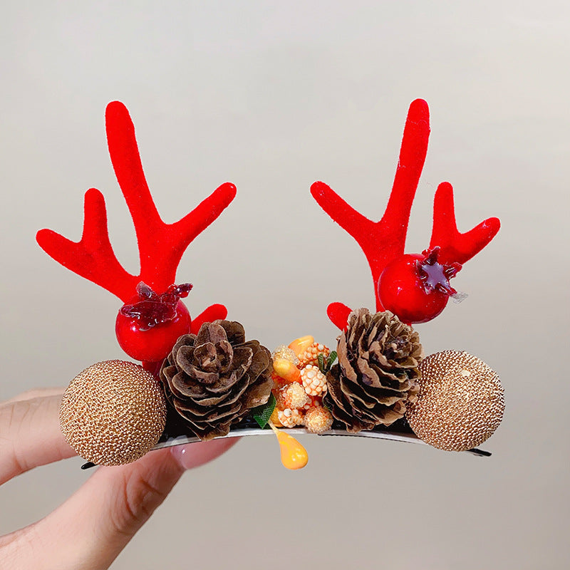 Kid Girl Christmas Hair Clip Small Antler Clip Elk Headdress Three-dimensional Headwear