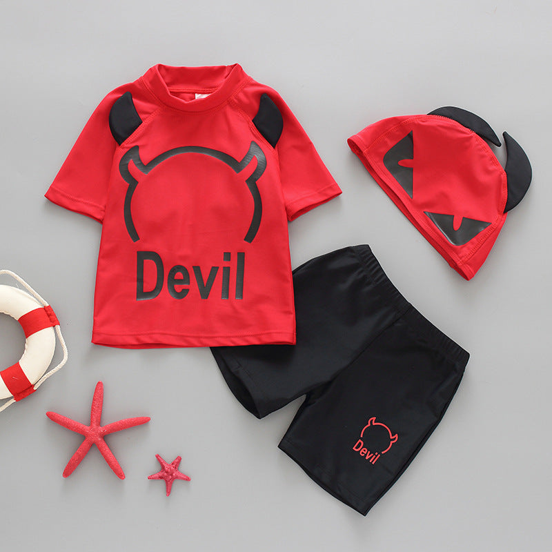 Kid Baby Boy Winged Devil Split Sun Protection Swimsuits