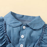 Kid Baby Girl Autumn Popular Denim Splicin Gauze Poncho Princess Dresses