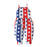 Kid Baby Girl Onesie Crawl Suit  American Flag Halter Pants Trousers