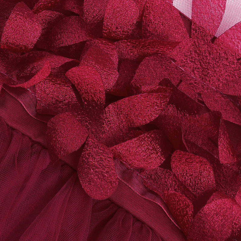 Kid Baby Girl Sweet Petal Lace Middle Sleeve Spring Flower Dress