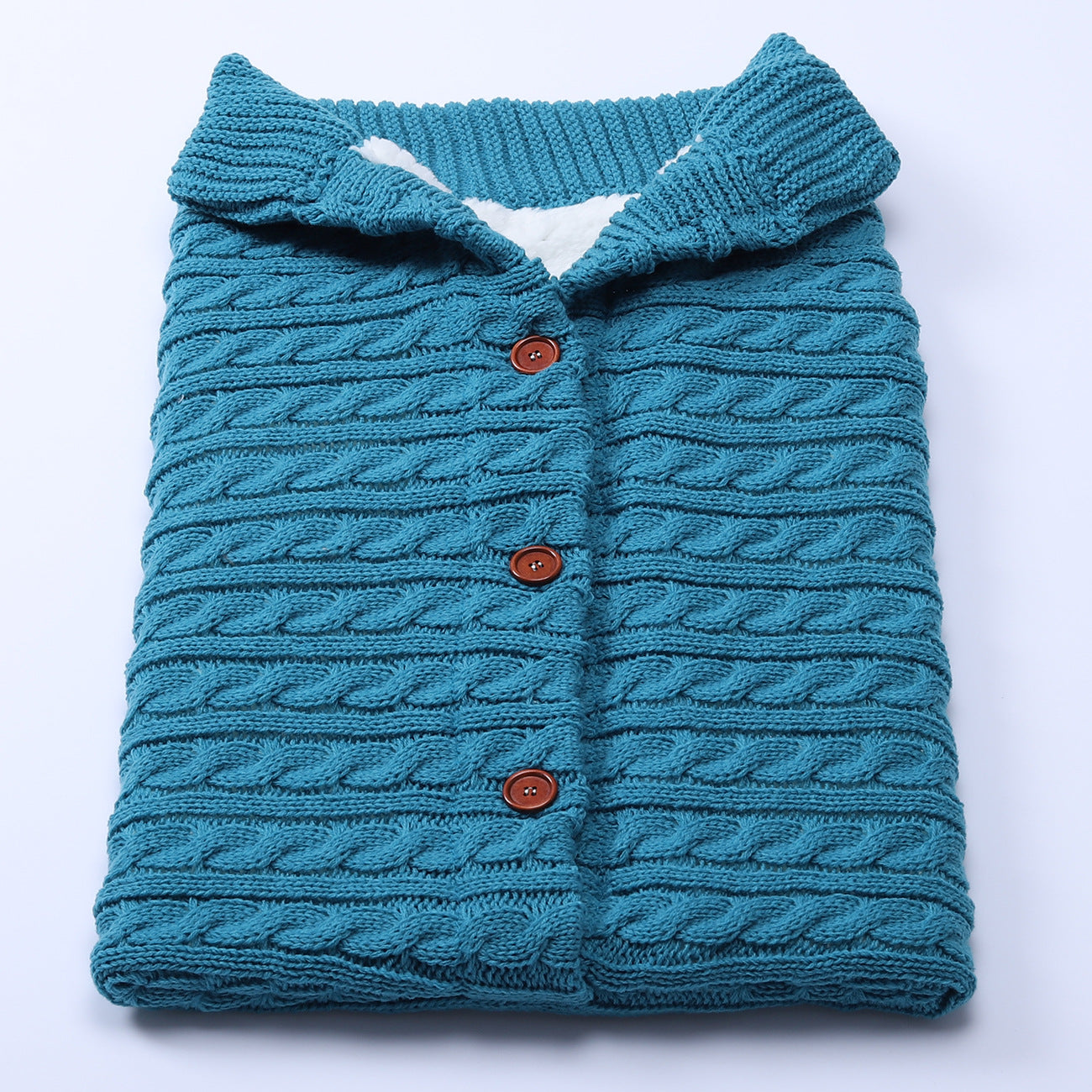 Baby Button Outdoor Cart Wool Knit Fleece Thickened Thermal Sleeping Pajamas