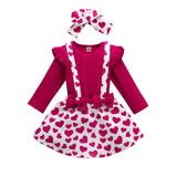 Baby Girl New Valentine's Day Love Printed Halter 3 Pcs Set