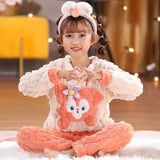 Kid Boy Girl Autumn Winter Jacquard Velvet Cute Cartoon Pajamas