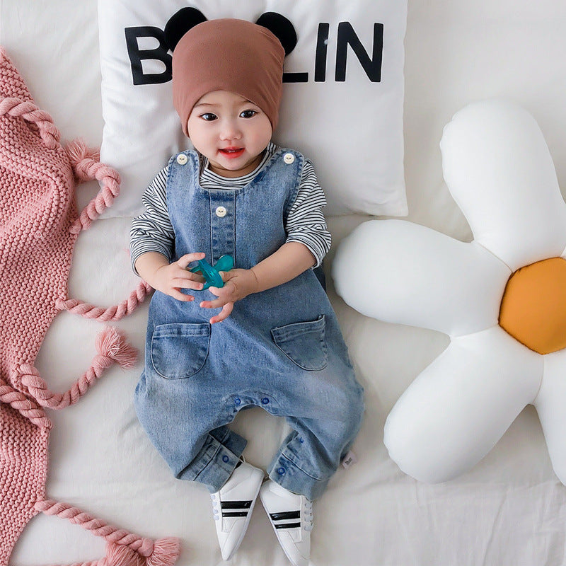 Baby Girl Onesies Sleeveless Crawlers Soft Denim Spring Autumn Rompers