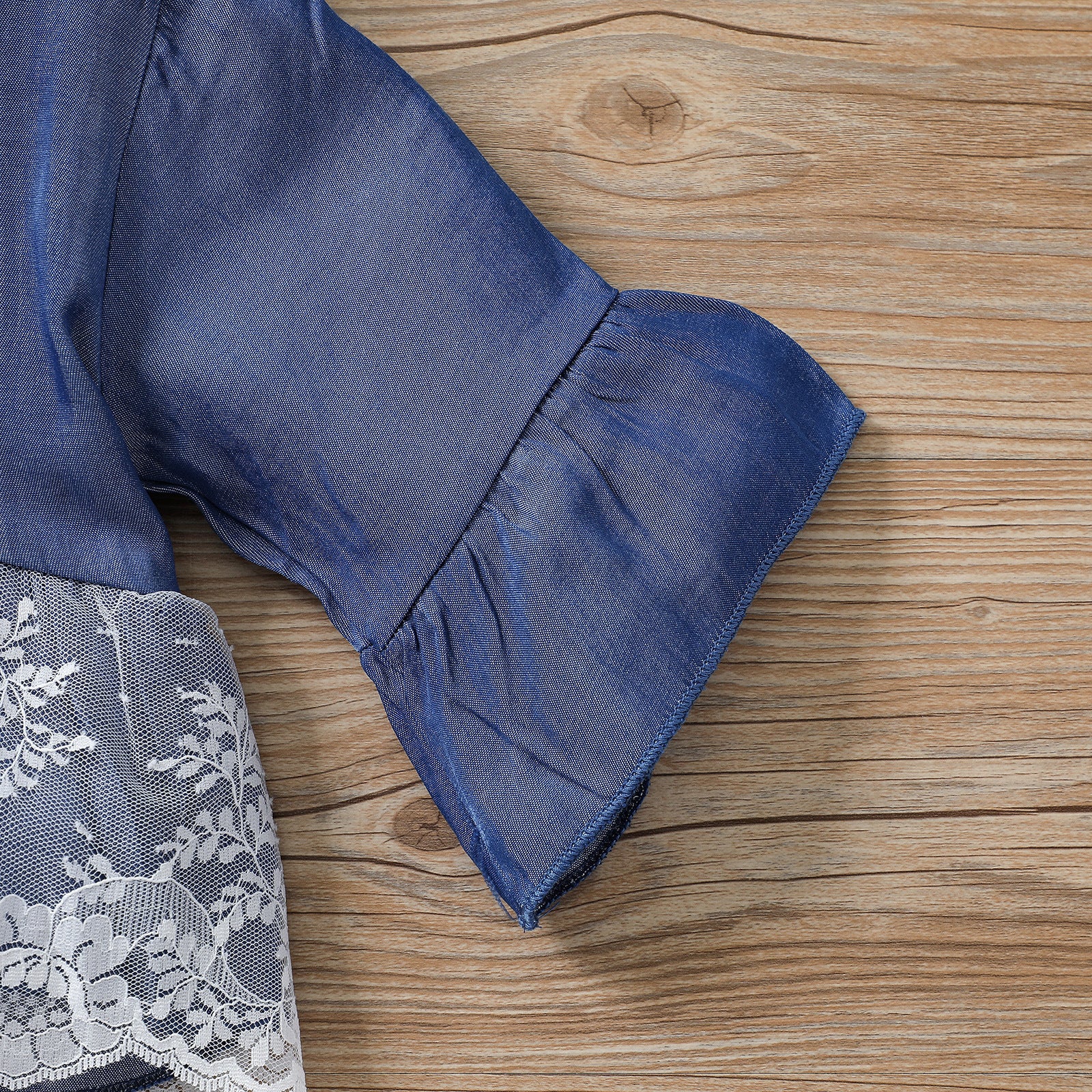 Kid Baby Girl Suit Autumn Solid Flared Sleeve Lace Bell 2 Pcs Sets