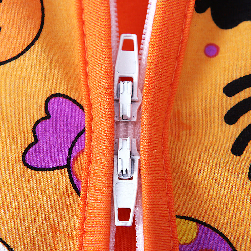 Baby Boy Long Sleeved Climbing Halloween Double Zipper Rompers