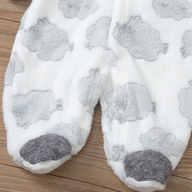 Baby Girl Boy One-piece Wrap Foot Winter Cashmere Lamb Rompers