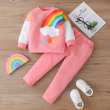 Kid Baby BoyLong Sleeve Rainbow Print 2 Pcs