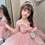 Kid Baby Girl Princess Pompous Gauze Flower Sequin Dresses