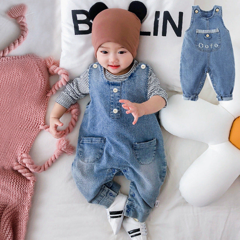 Baby Girl Onesies Sleeveless Crawlers Soft Denim Spring Autumn Rompers