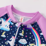 Kid Girls Swimsuit One-piece Long-sleeved Unicorn Cartoon Swimwear