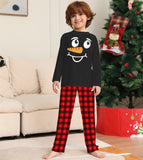 Family Matching Cartoon Plaid Christmas Print Pajamas