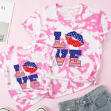 Family Matching Mother Daughter Short Sleeves Independence Day Cotton T-shirt
