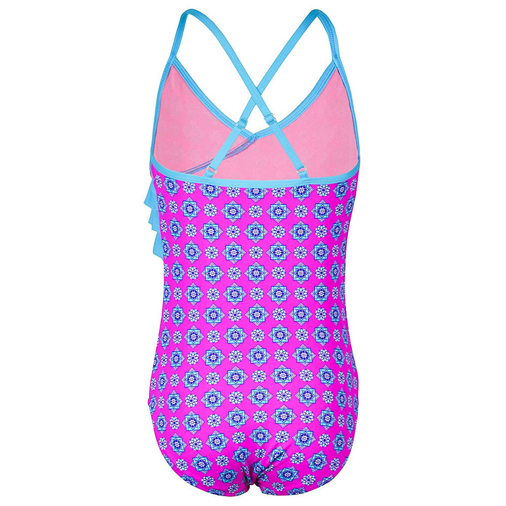 Kid Girls Swimsuit Ruffled One-piece Soaking Spring Beachwear