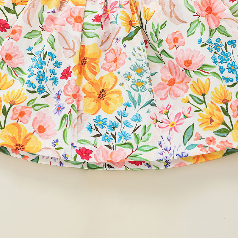 Baby Girl Long Sleeve Pit Printing Flower Dress