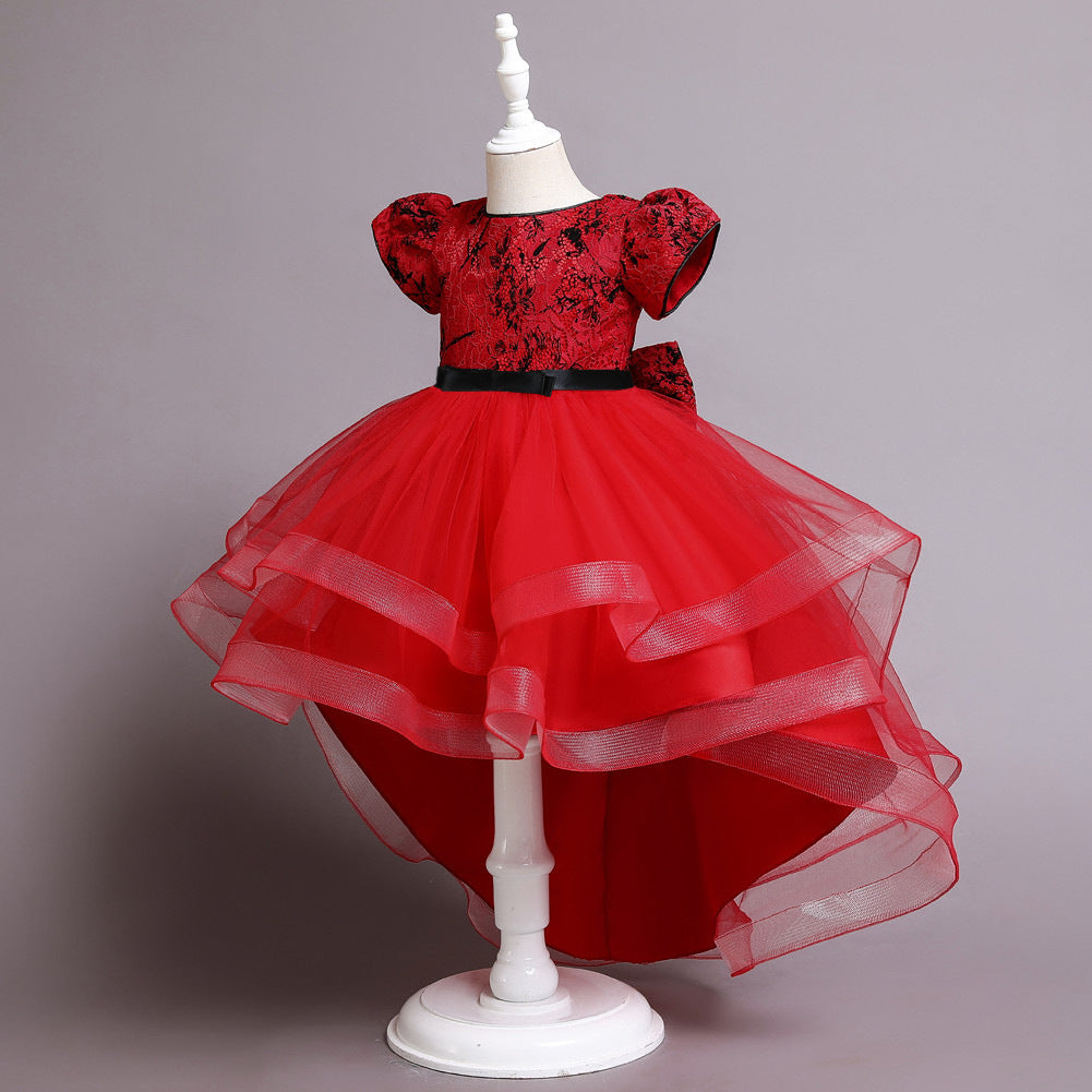 Kid Girl Princess Christmas Embroidered Trailing Show Dresses