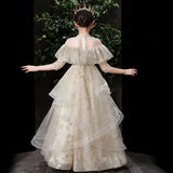 Kid Girl Catwalk Princess Flower Puffy Host Piano Dresses