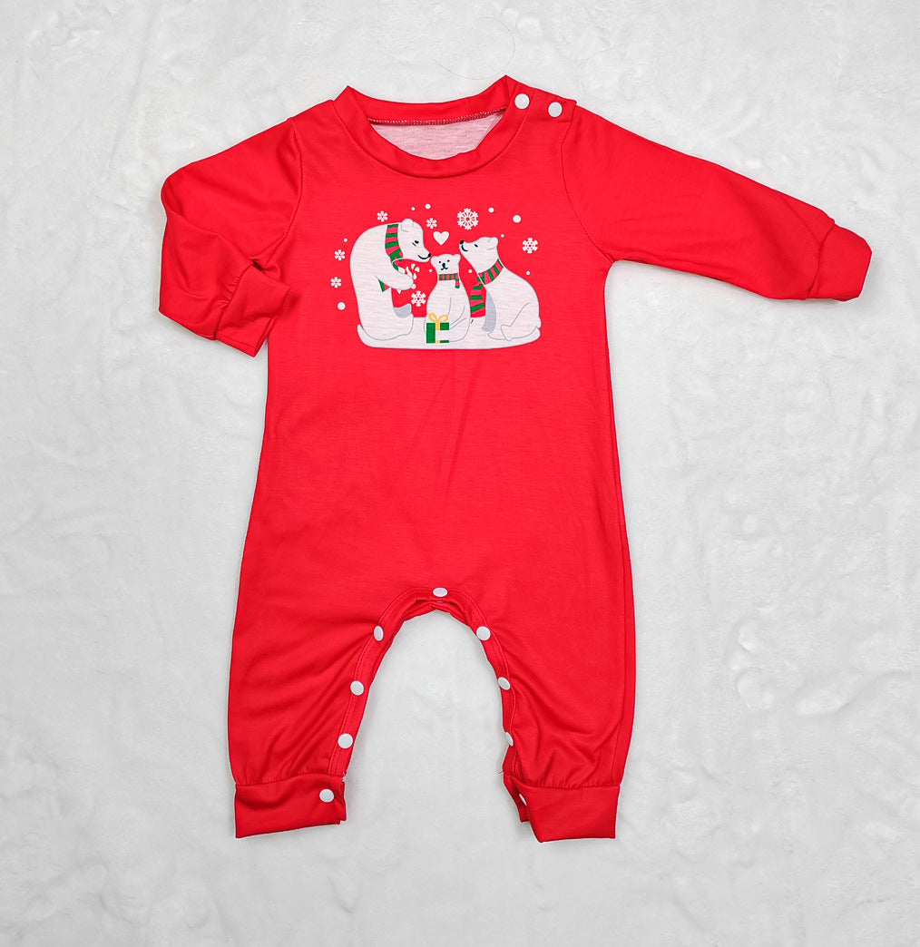 Family Matching Snowflake Bear Christmas Parent-child Printed Housewear Pajamas