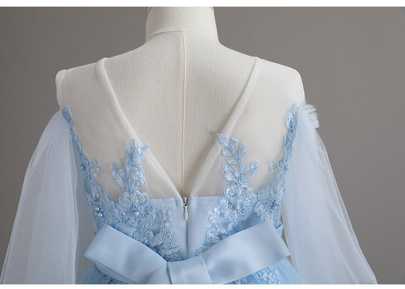 Kid Baby Girl Princess Pompous Yarn Long Flower Wedding Dresses