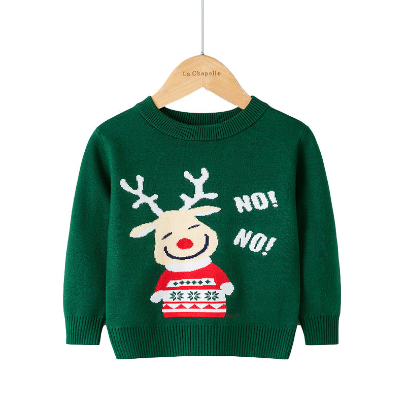 Kid Baby Boy Cartoon Bottoming Christmas Sweater Cardigan