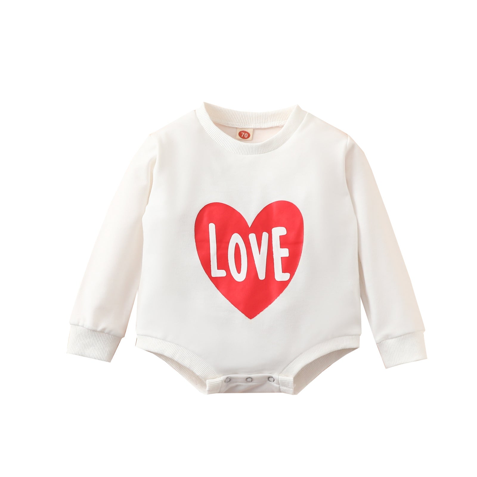Baby Girl Valentine's Day Long Sleeve Solid Color Love Printed Hoodie