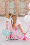 Family Matching Ruffled Sleeves Pleated Dresses