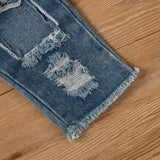 Kid Baby Girl Long Sleeve Jeans Hole Suit Spring Stripe 2 Pcs Sets