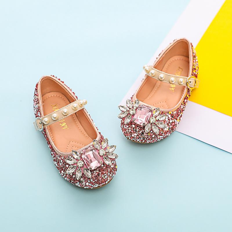 Girl Pearl Sequin Soft Sole Single Shoes