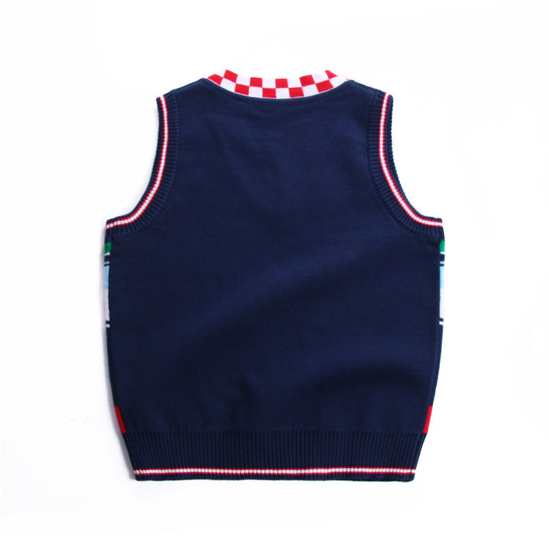 Kid Baby Boys Vest Knit Thermal Cotton Puppy Sweater
