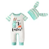 Summer Easter Boy Short Sleeve Rabbit Stripe Sets 2 Pcs