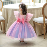 Kid Baby Girl Flying Sleeve Gauze Princess Birthday Dress