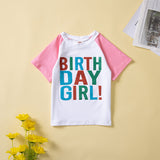 Kid Baby Girl Letter Printed Short Sleeve Crew Neck Colorful Set 2 Pcs