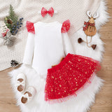 Baby Girl Christmas Fly Sleeve Harley Net Yarn Dresses
