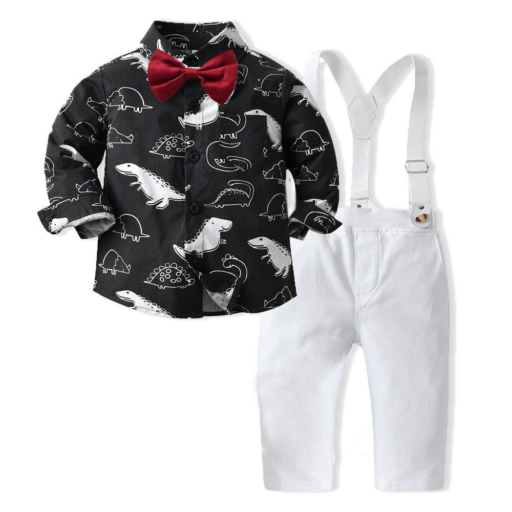 Kid Baby Boy Suit Animal Print Dinosaur Long Sleeve 2 Pcs Sets