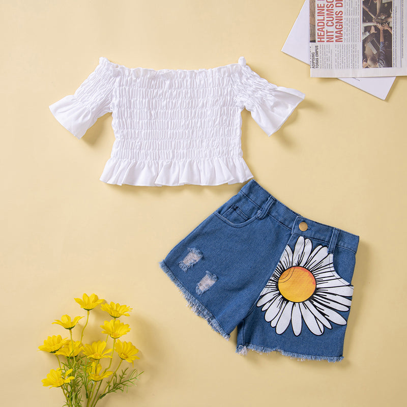 Kid Baby Girl Summer Short Sleeve Cool Flared 2 Pcs Sets