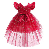 Kid Girls Princess Sequined Christmas Show Dress